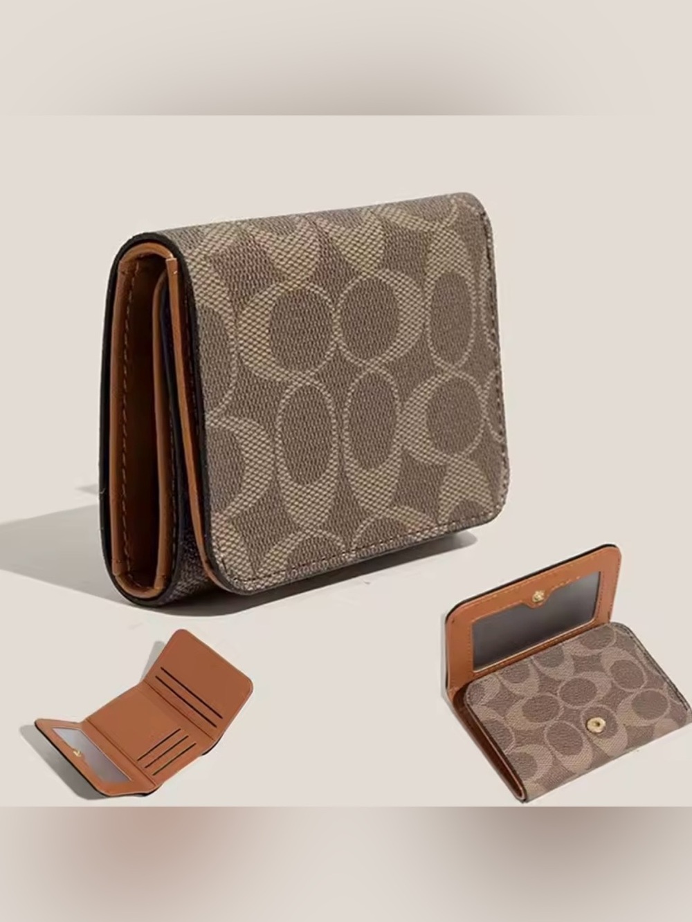 Macy's Brown/Tan Signature Canvas Trifold Wallet